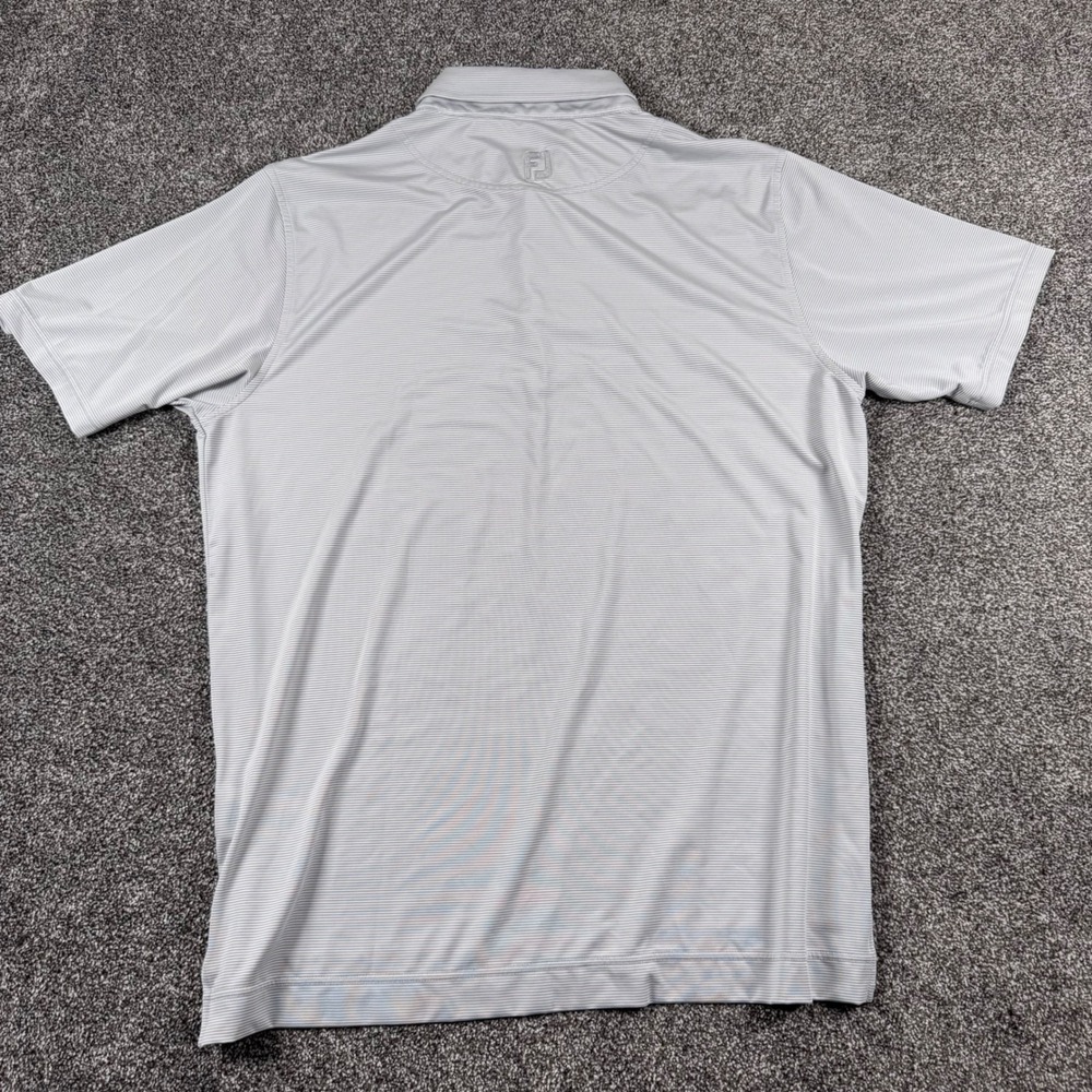 FootJoy Polo Men Large Grey White Micro Stripe Performance Golf Short Sleeve - Picture 6 of 6